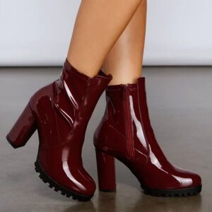 Burgundy Platform Boots